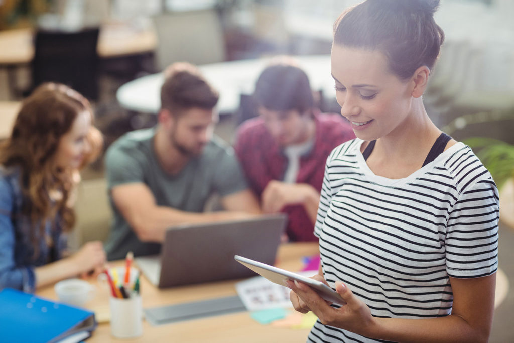 female executive using a tablet